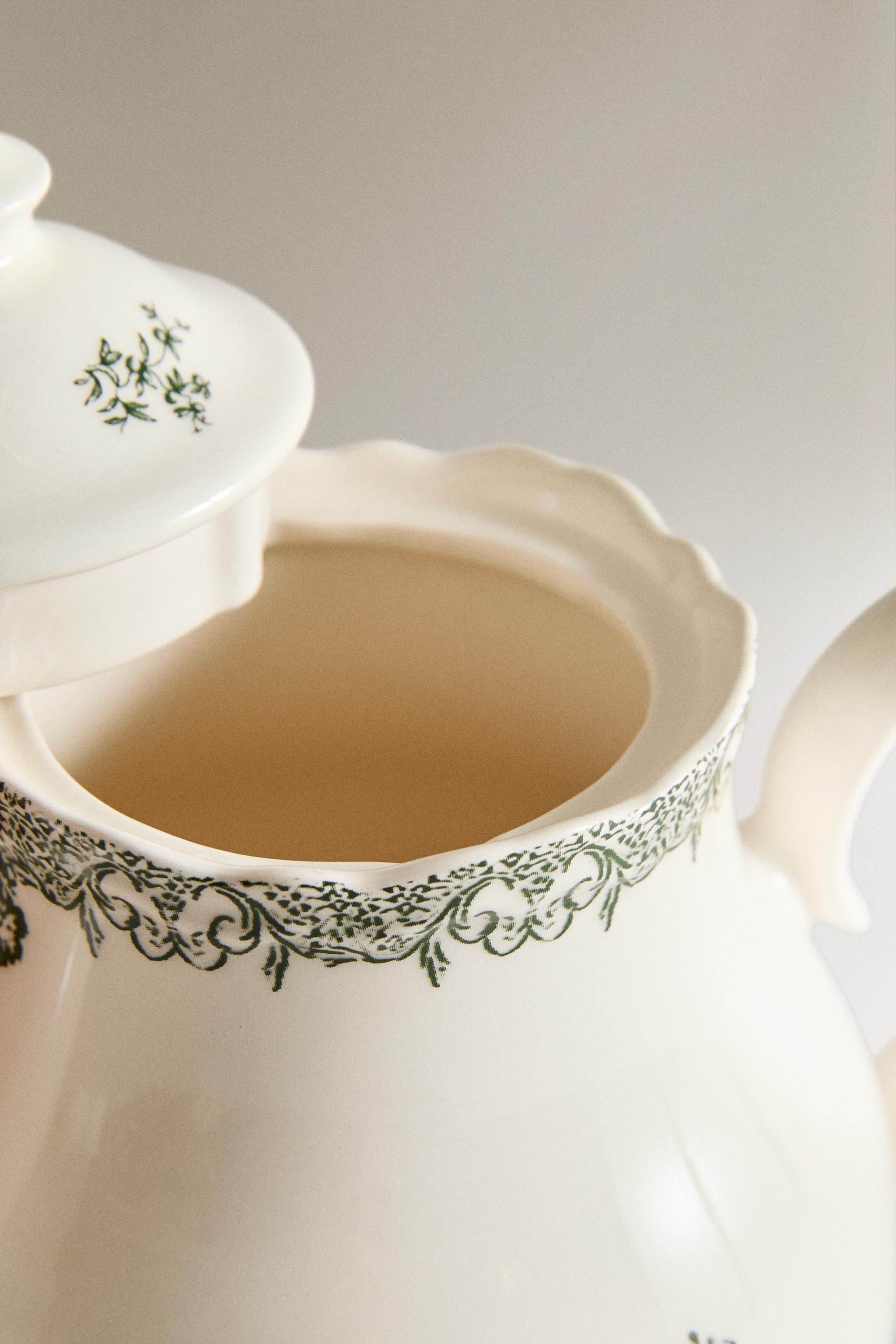 FLORAL EARTHENWARE TEAPOT